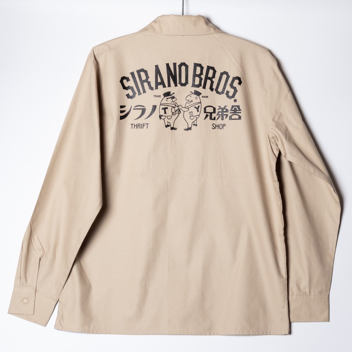 Open Collar L/S Work Shirts “シラノ兄弟舎” MochaBeige - Web store | SIRANO BROS.  & Co.