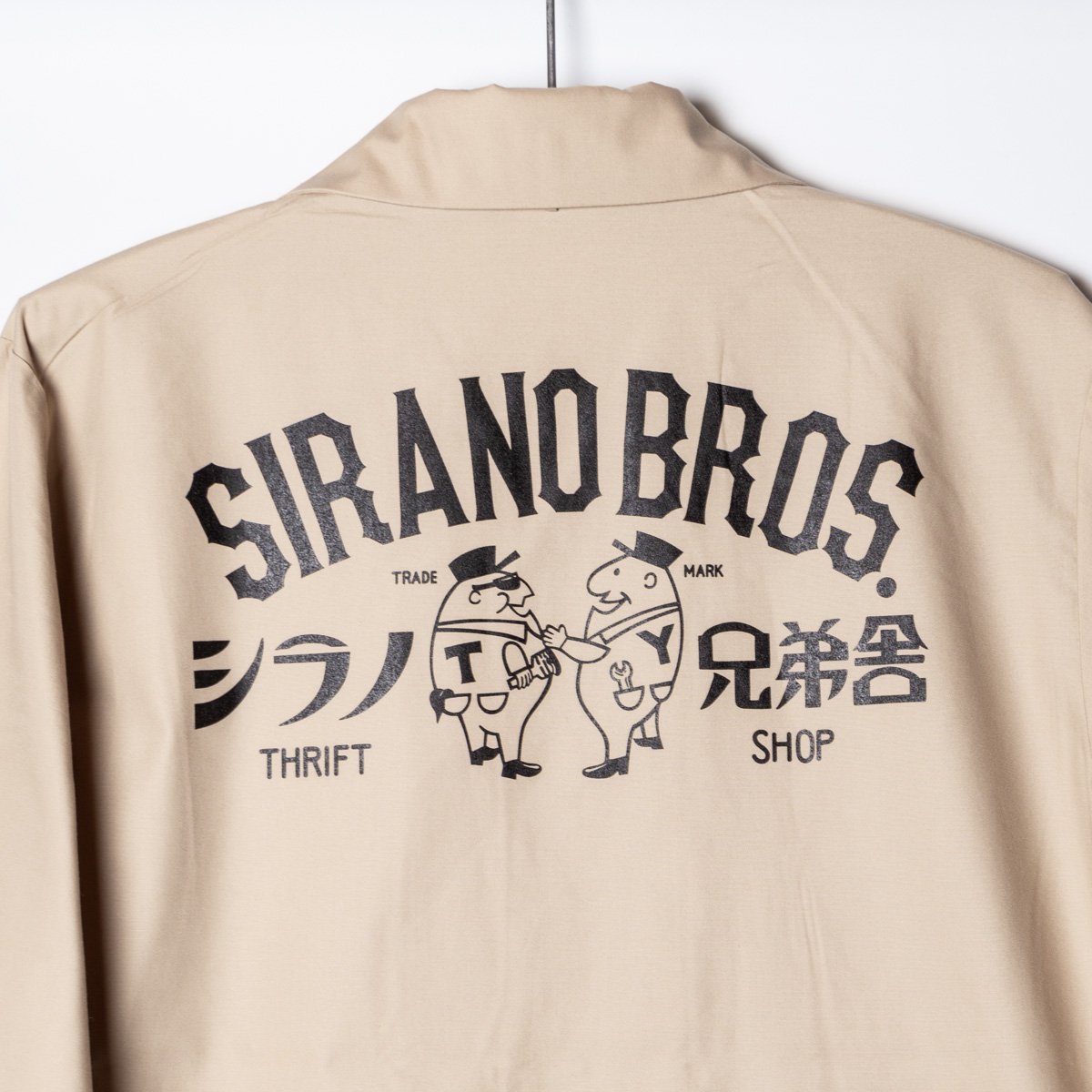 Open Collar L/S Work Shirts “シラノ兄弟舎” MochaBeige - Web store | SIRANO BROS.  & Co.