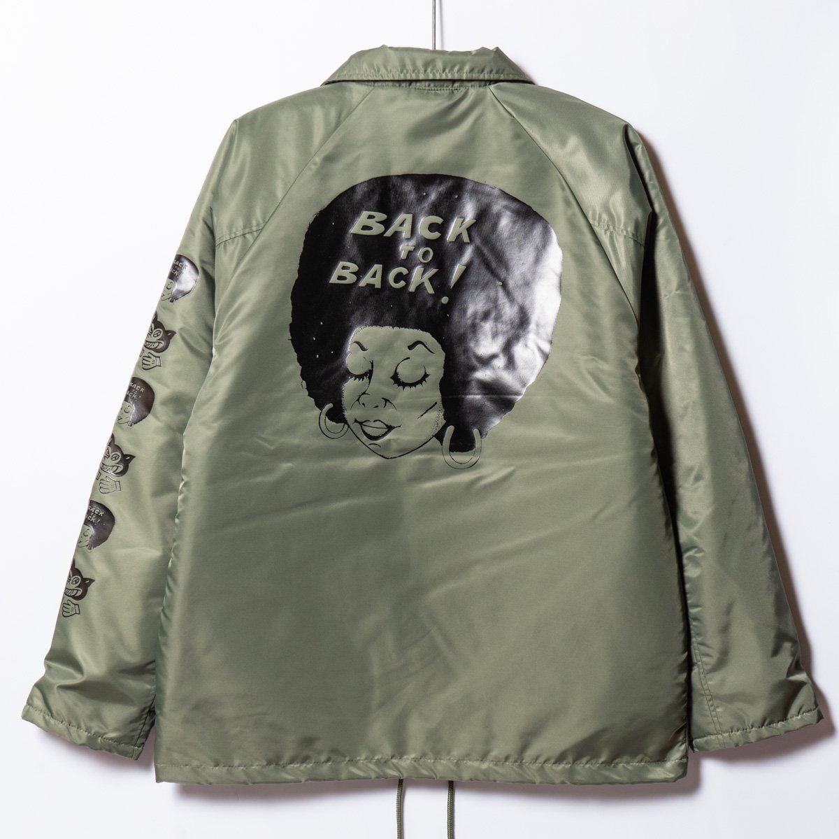 B2B] Boa Lined Nylon Coach Jacket “Afro&Wolf” Olive - Web store