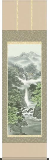 掛軸 山水画 掛軸 掛け軸-清風水明/伊藤渓山 山水画掛軸(尺五・桐箱・風鎮
