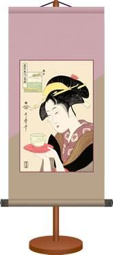 羽子板 10号歌麿 かんざし（立て台付き