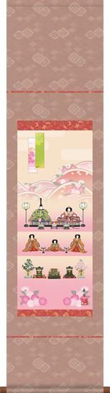 【掛軸　雛人形】伊藤香旬　紙箱 掛け軸-段飾り雛／伊藤香旬（尺幅・化粧箱）コンパクトな