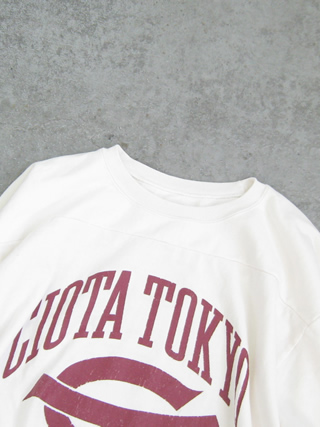 新品 CIOTA スビンコットン 12/-天竺 フットボール　七分袖Tシャツ CIOTA) スビンコットン 12/-天竺 フットボール七分袖Tシャツ