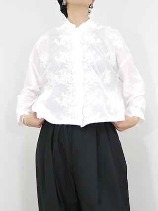 ぽんこ mizuiro ind（ミズイロインド） レーススタンドカラーワイド