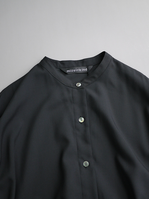 mizuiro ind スタンドカラーフレアジレワンピース ブラック