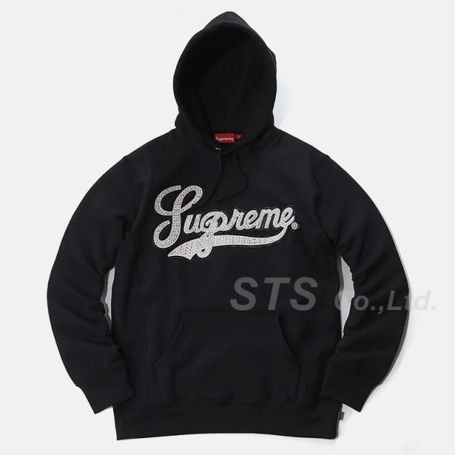 Supreme - Studded Leather Script Hooded Sweatshirt