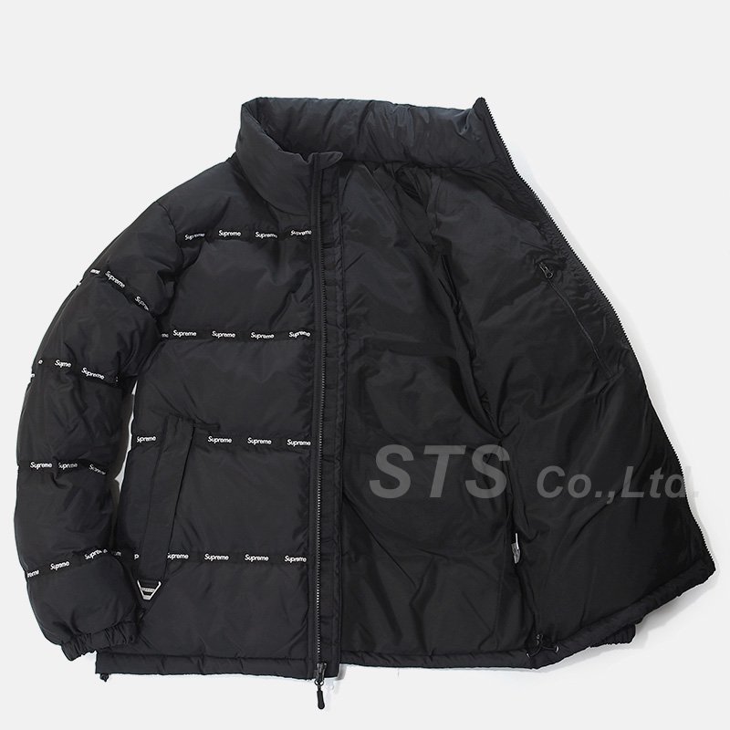 Supreme tape sale logo puffer