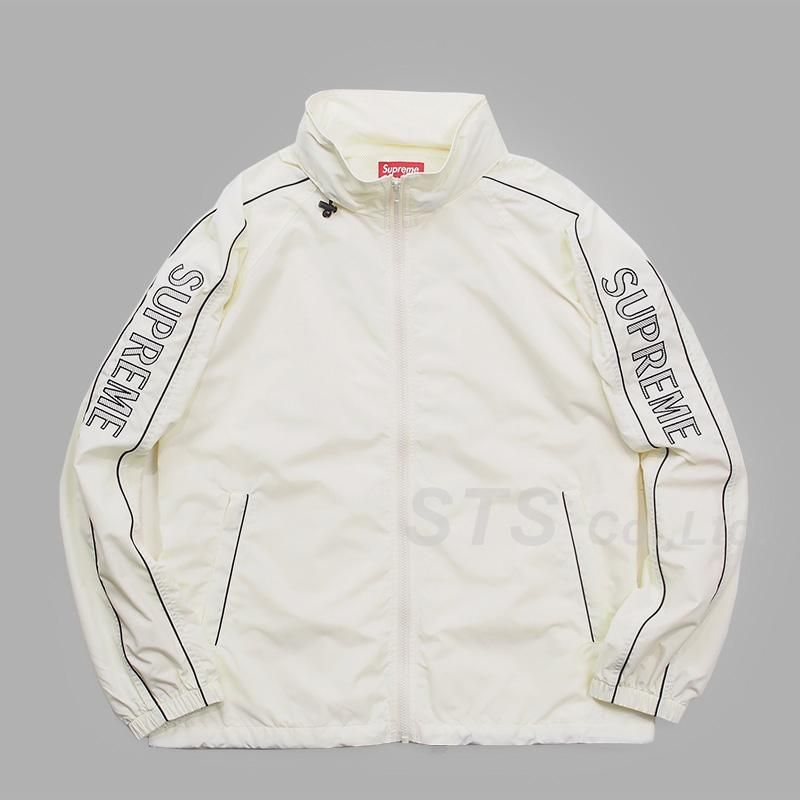 Supreme striped shop logo windbreaker