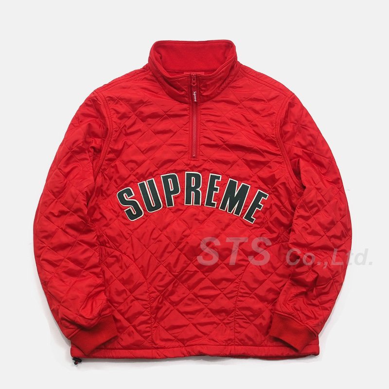 supreme arc logo quilted half zip pullover