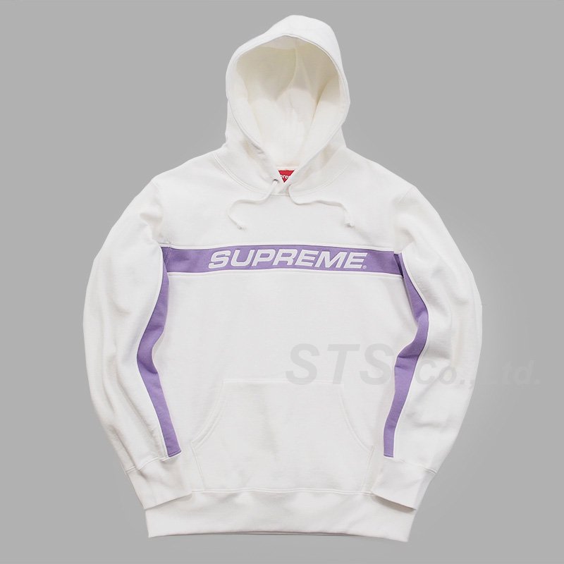 white and purple supreme hoodie