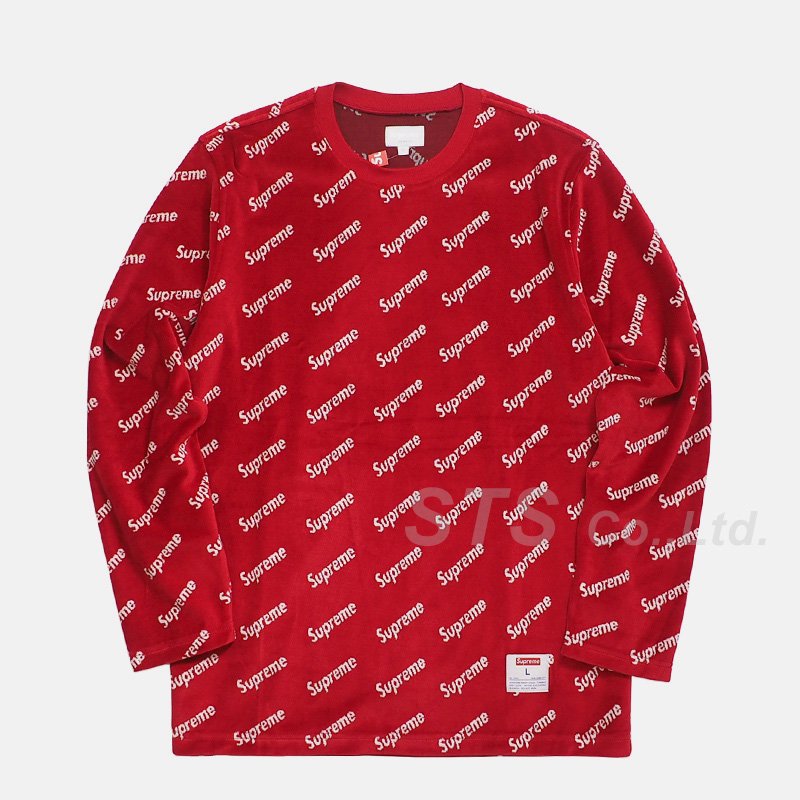 Supreme Velour Diagonal Logo L/S Top Tee トップス Tシャツ