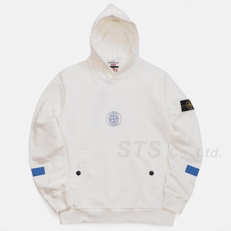 Supreme stone island hooded sweatshirt clearance white