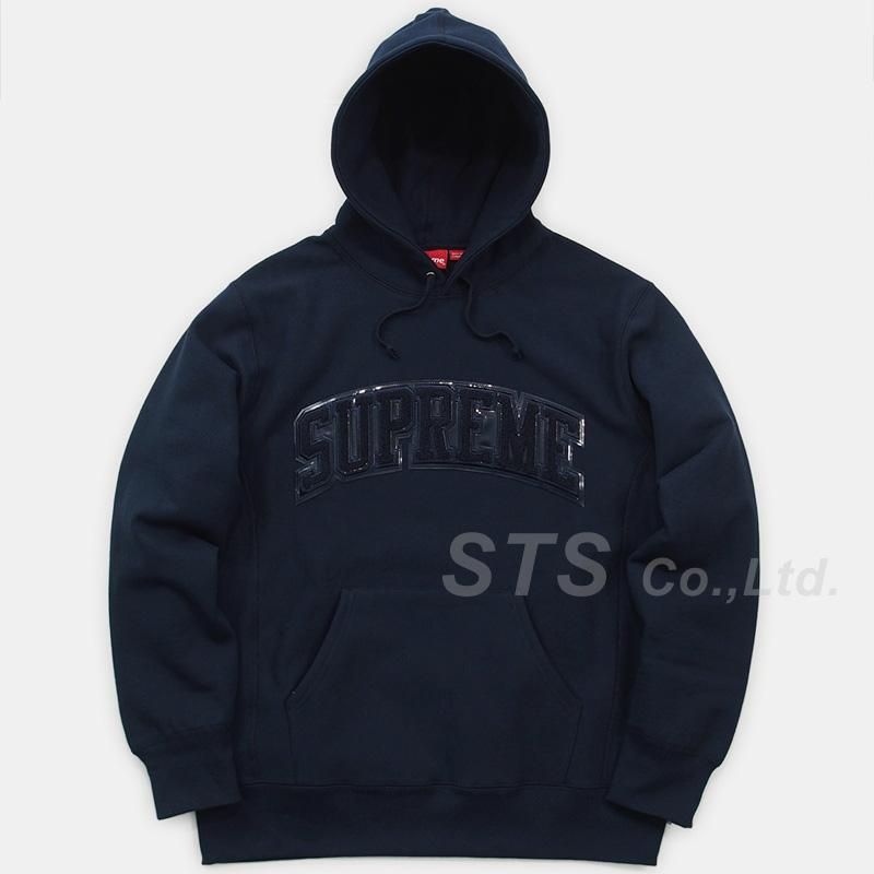 トップス Supreme Patent/Chenille Arc Logo Hooded Supreme - Patent/Chenille Arc Logo Hooded Sweatshirt - UG.SHAFT