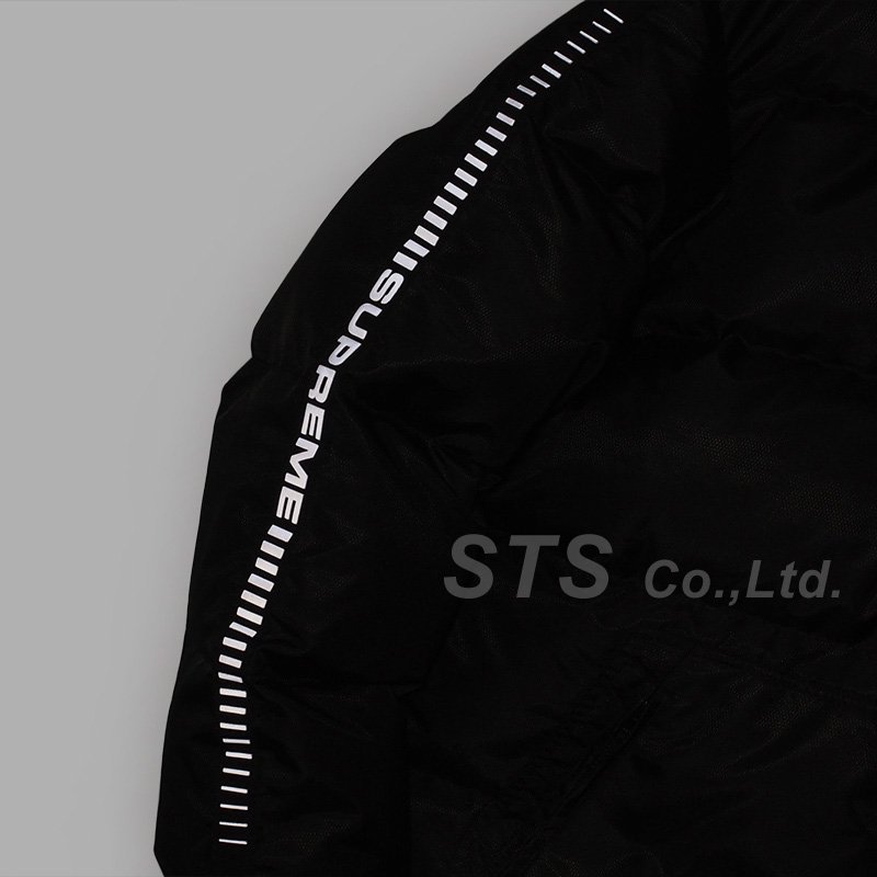 Supreme reflective sleeve logo puffy clearance jacket