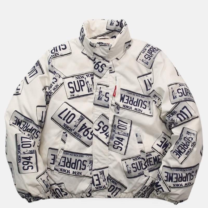 supreme License Plate Puffy Jacket L