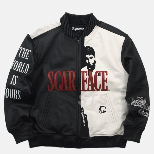 Supreme - Scarface Embroidered Leather Jacket
