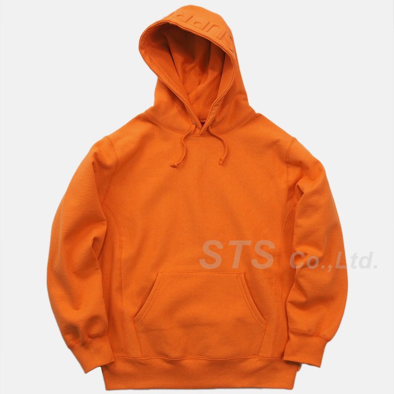 Supreme embossed hotsell logo hooded sweatshirt