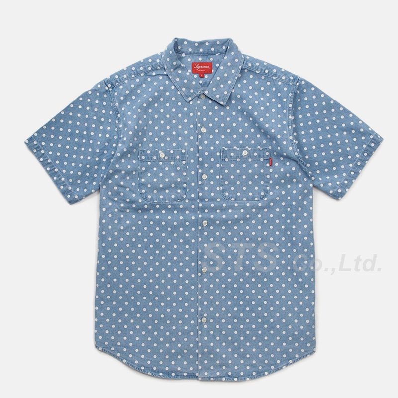 Supreme Polka Dot Denim Shirt blue 青 XL