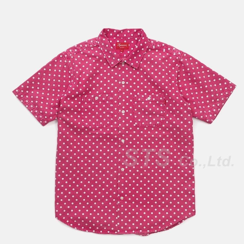 XL】バックロゴ Supreme Polka Dot Denim Shirt-