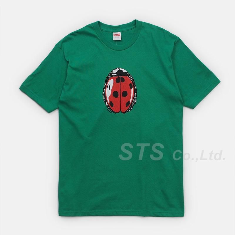 Tシャツ・カットソー Supreme Ladybug Tee WEEK 6 SS 18 S18 SUPREME LADYBUG TEE NAVY W/ RED LADYBUG WHITE ON | Depop
