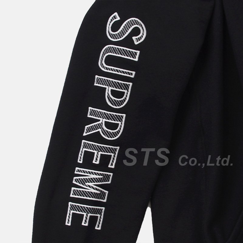 【新品L】Supreme Sleeve Embroidery Hooded 黒