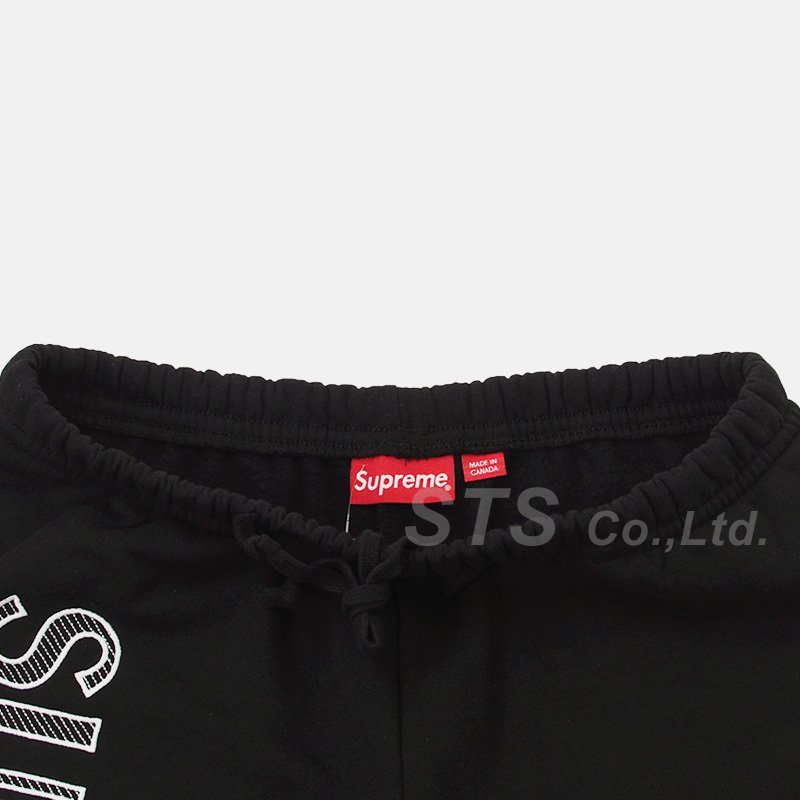 Supreme Leg Embroidery Sweatshort L 黒 クロ-