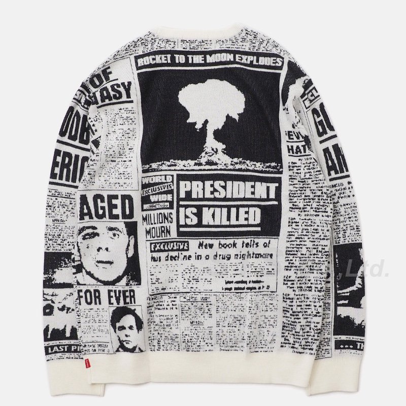 Supreme18FW  newsprint  sweater  白