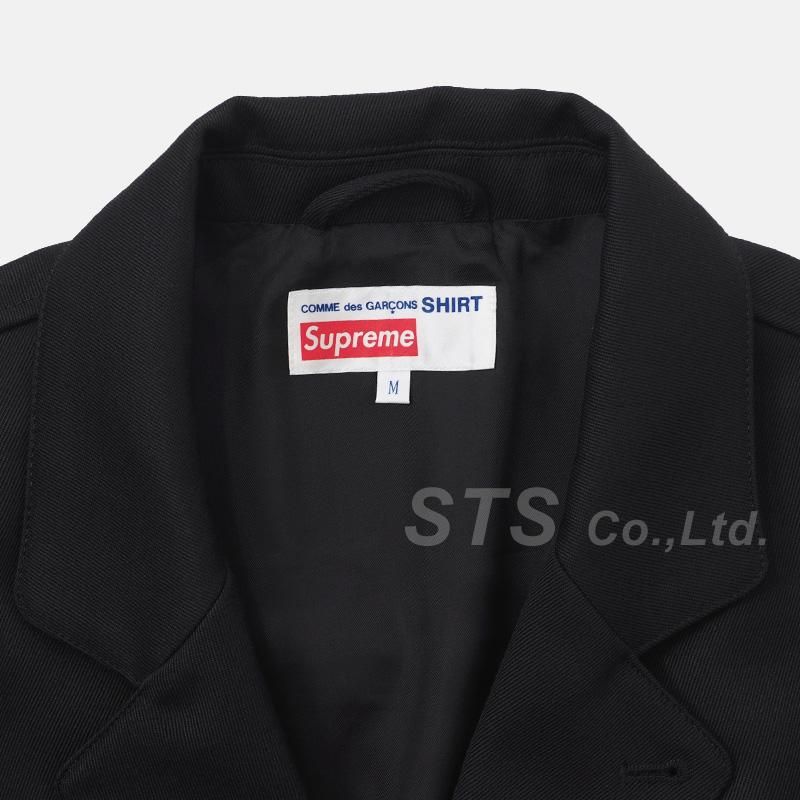 Supreme comme des garcons shirt wool overcoat clearance black