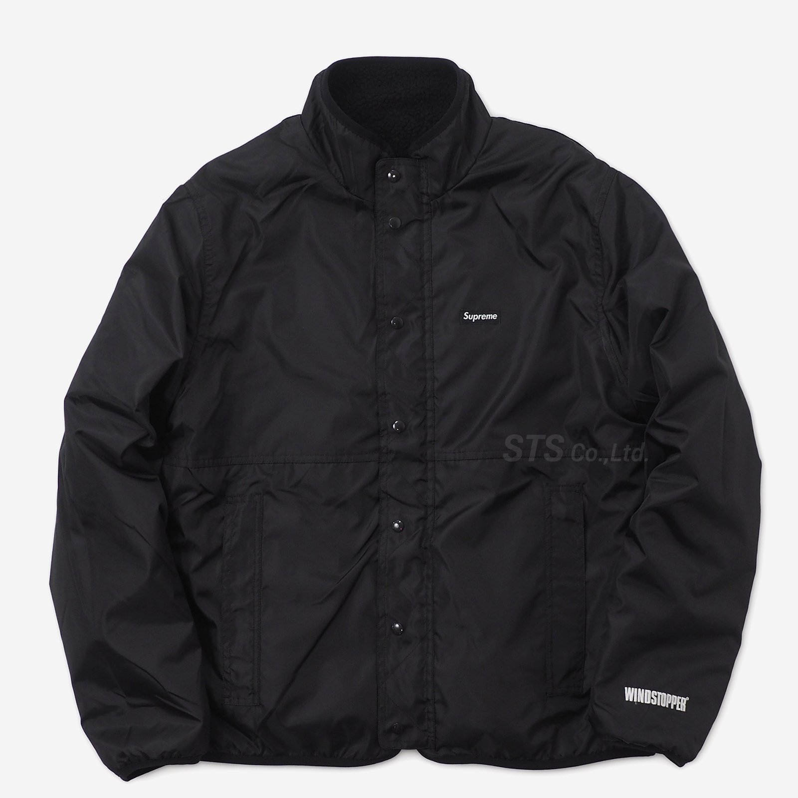 Supreme reversible logo fleece jacket 黒S