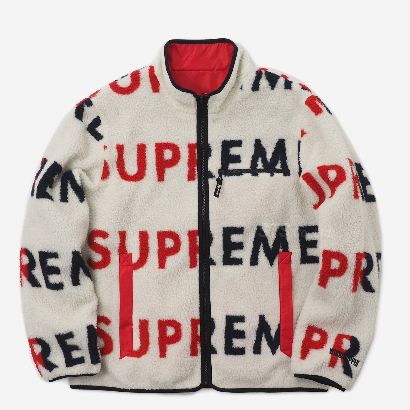 supreme reversible logo fleece jacket xl