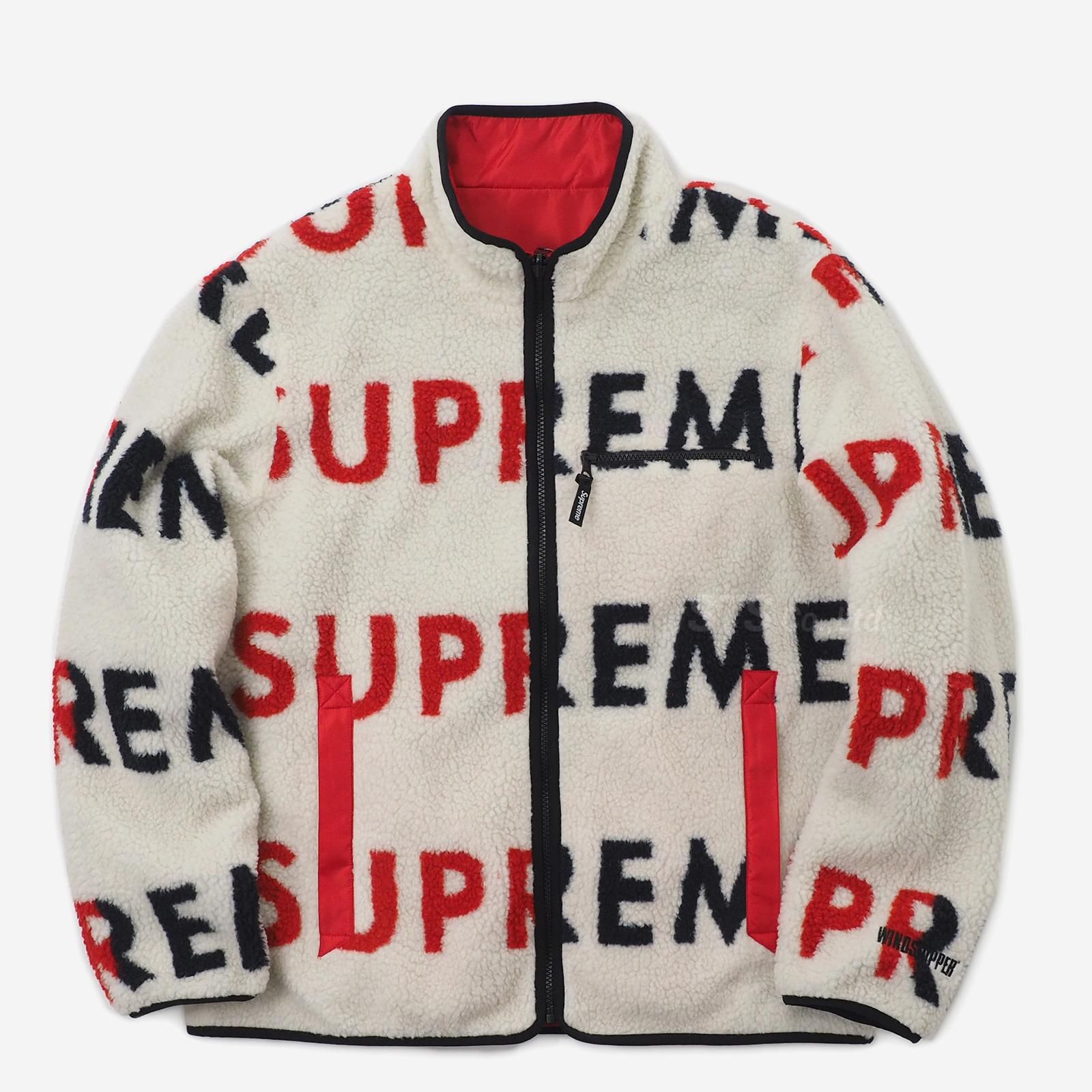 supreme reversible logo fleece jacket