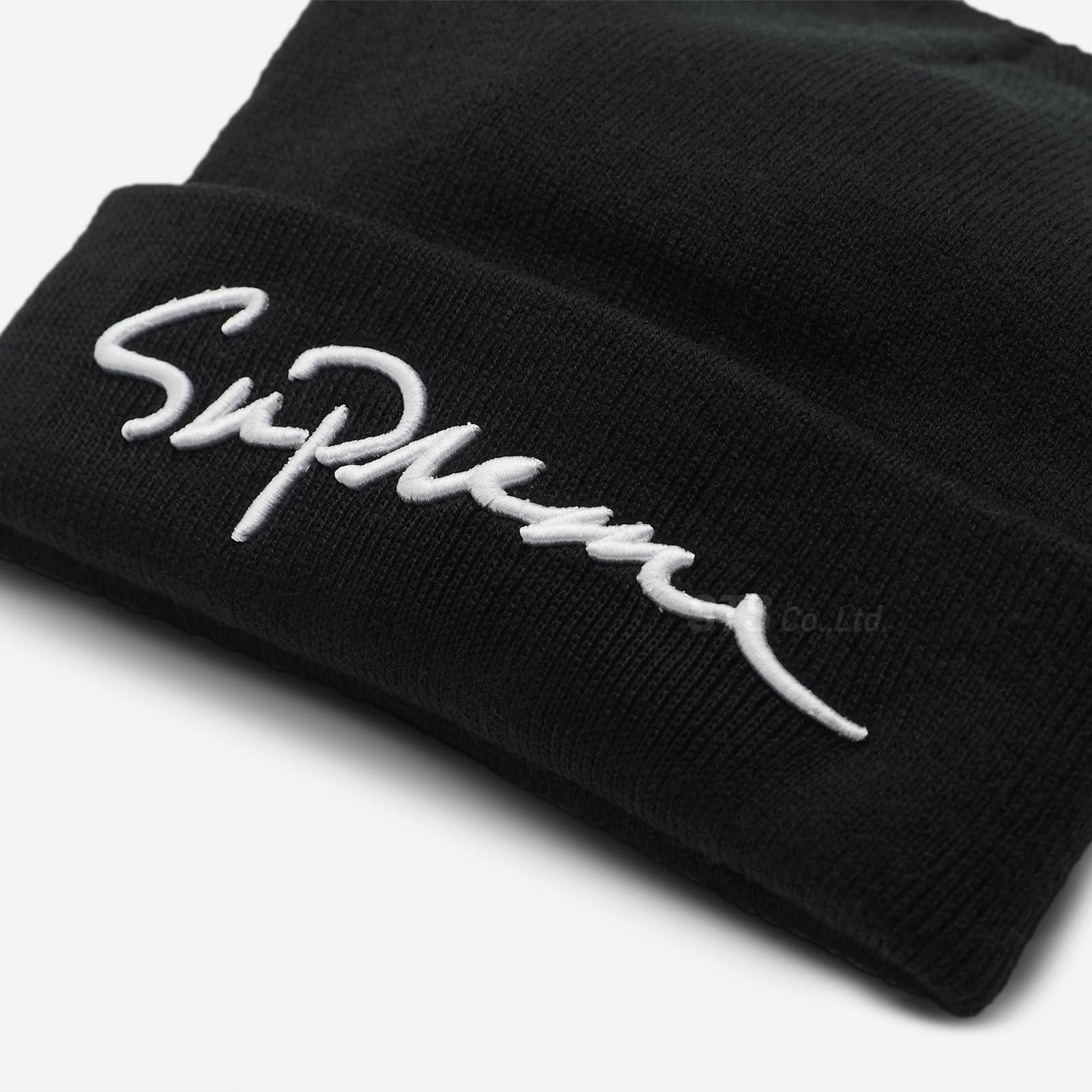 メンズSupreme Classic Script Beanie Black 黒