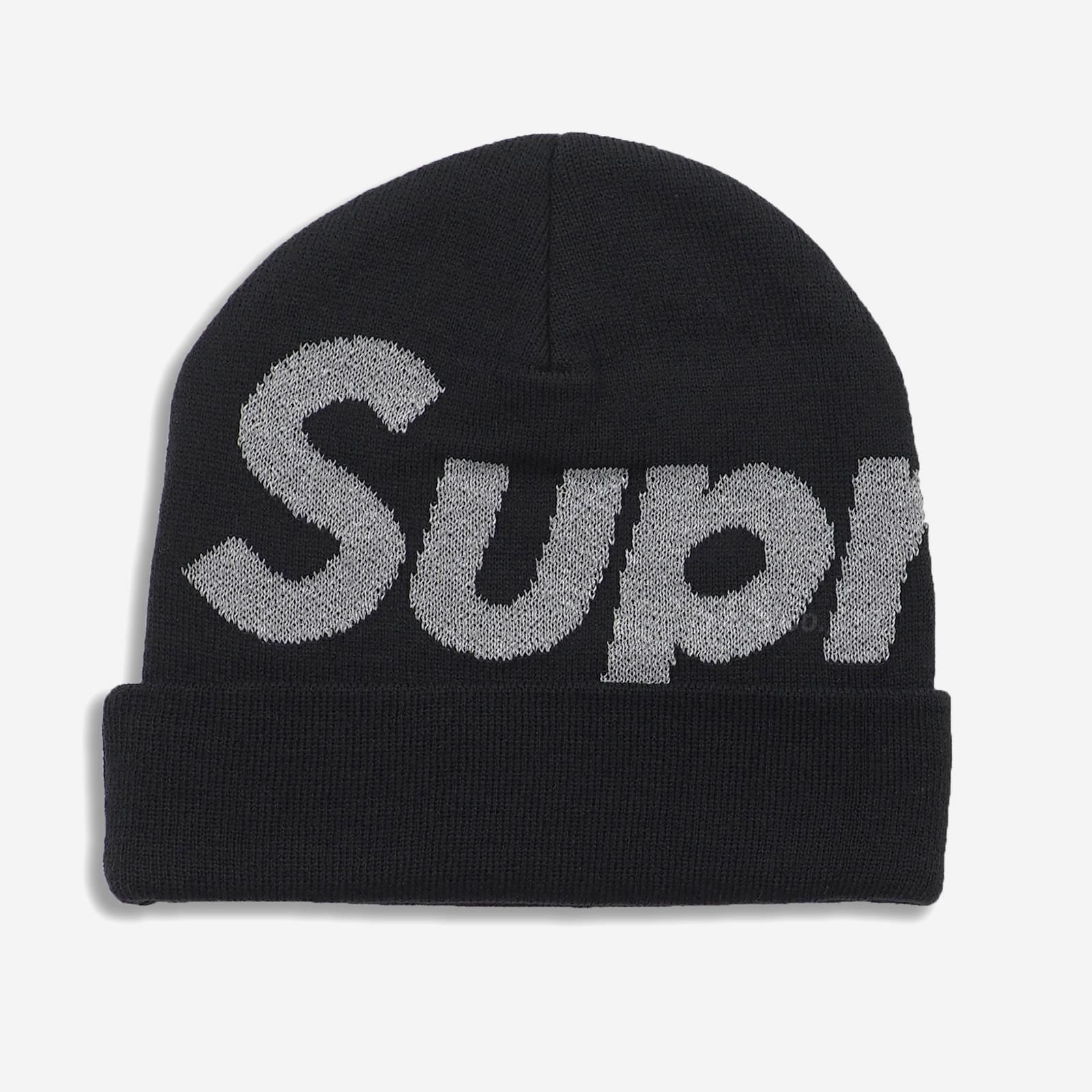 最安 送料込 黒 Supreme Big Logo Beanie