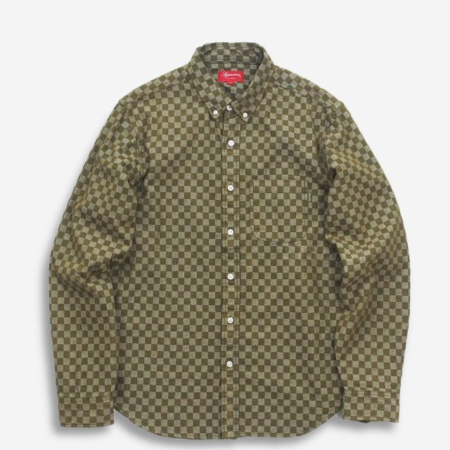 Supreme checkered cheap denim shirt