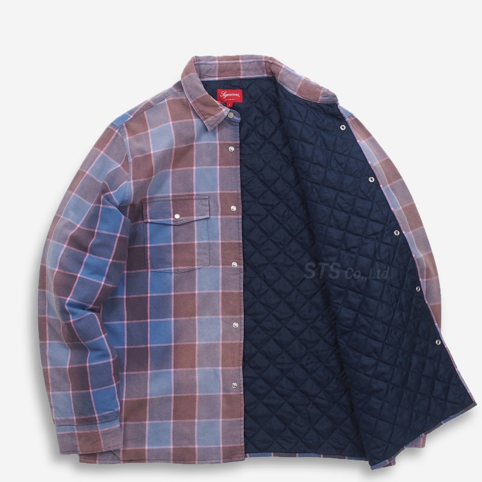 supreme quilted faded plaid shirt M