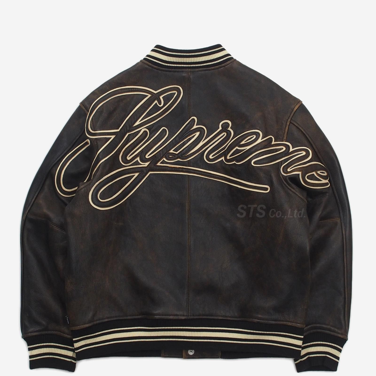 Supreme - Worn Leather Varsity Jacket - UG.SHAFT