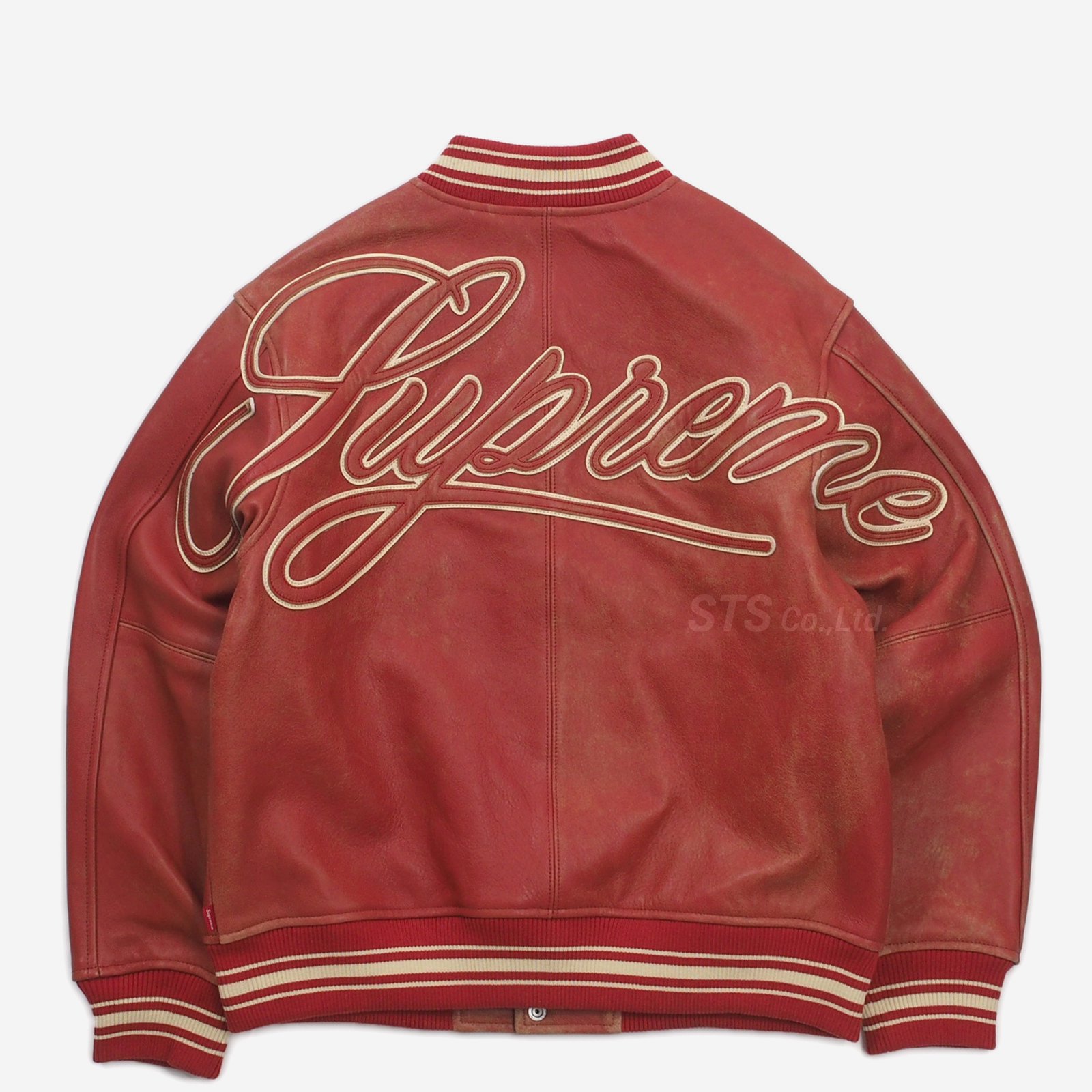 supreme leather varsity jacket 赤 Sサイズ