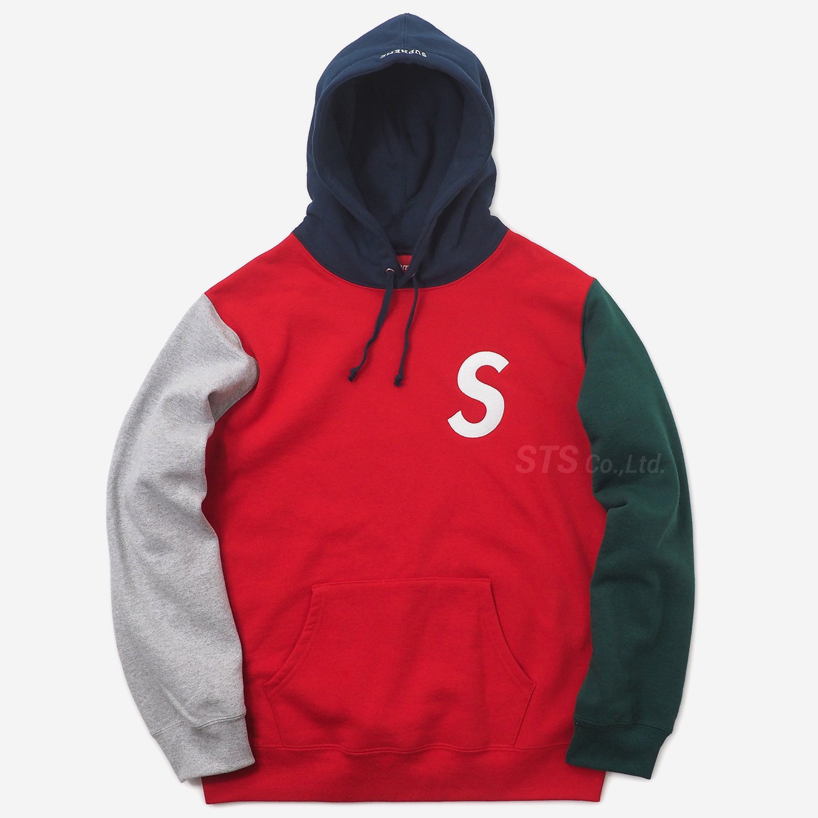 S Logo Colorblocked Hooded Sweatshirt 赤L