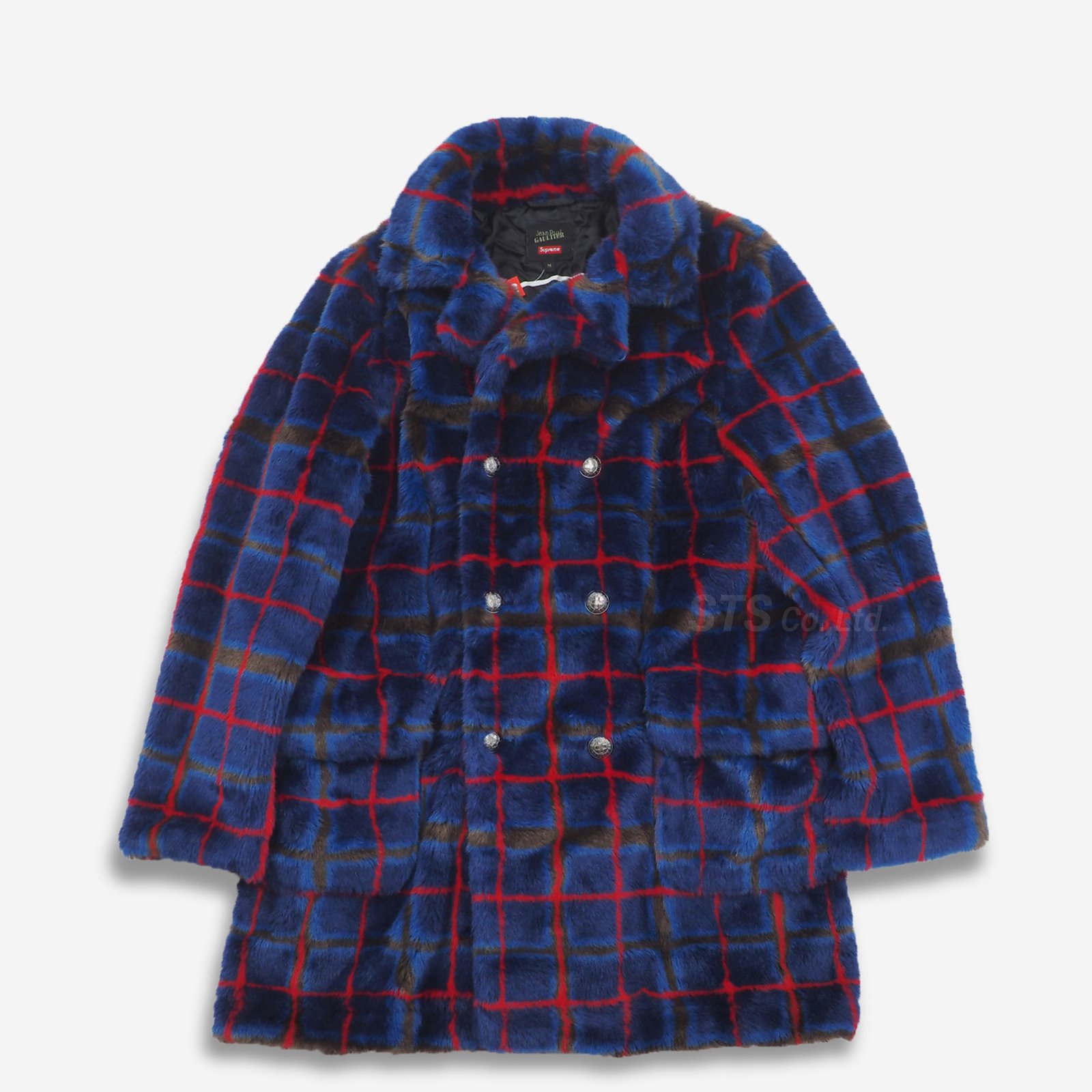 Double Breasted Plaid Faux Fur Coat