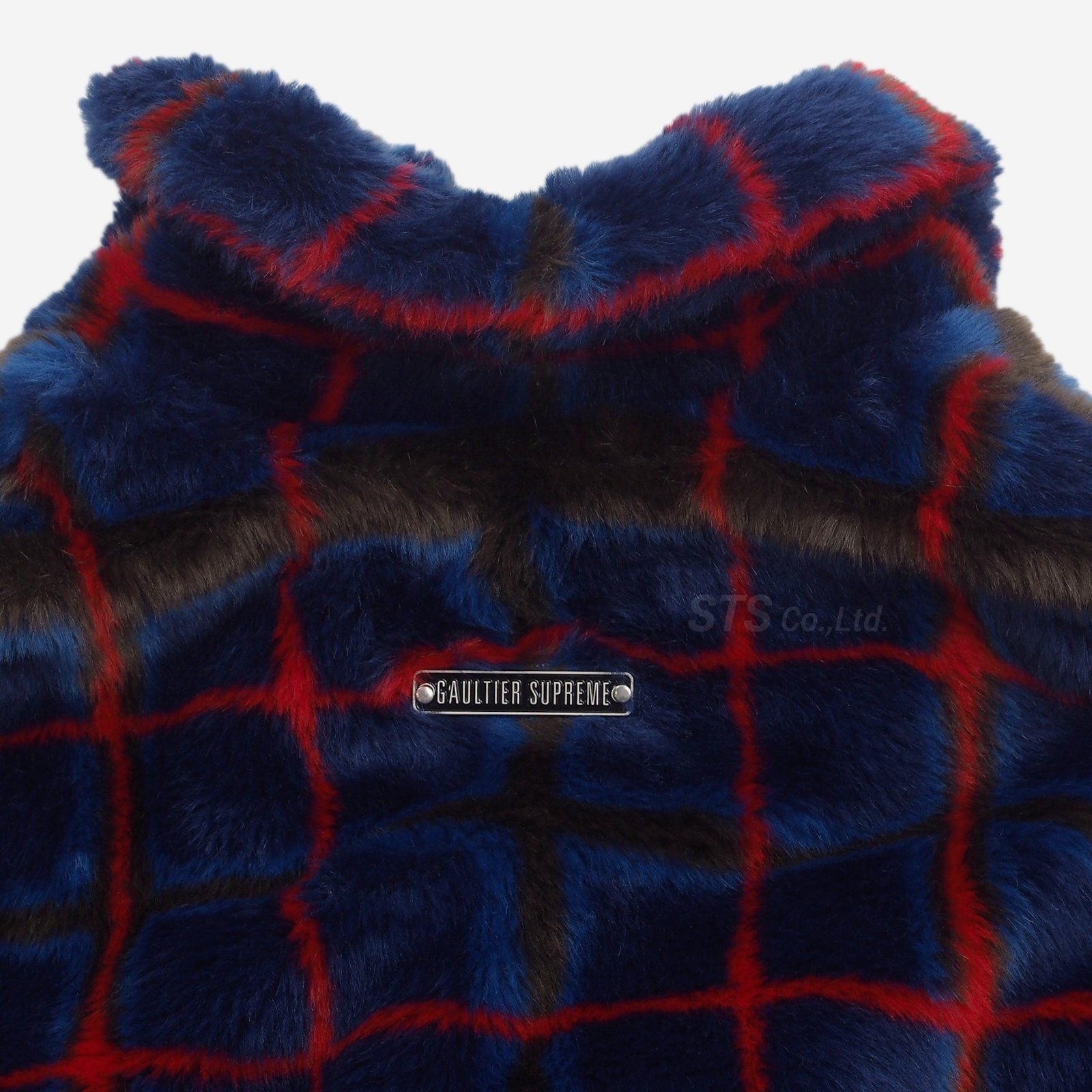 Supreme/Jean Paul Gaultier Double Breasted Plaid Faux Fur Coat ...