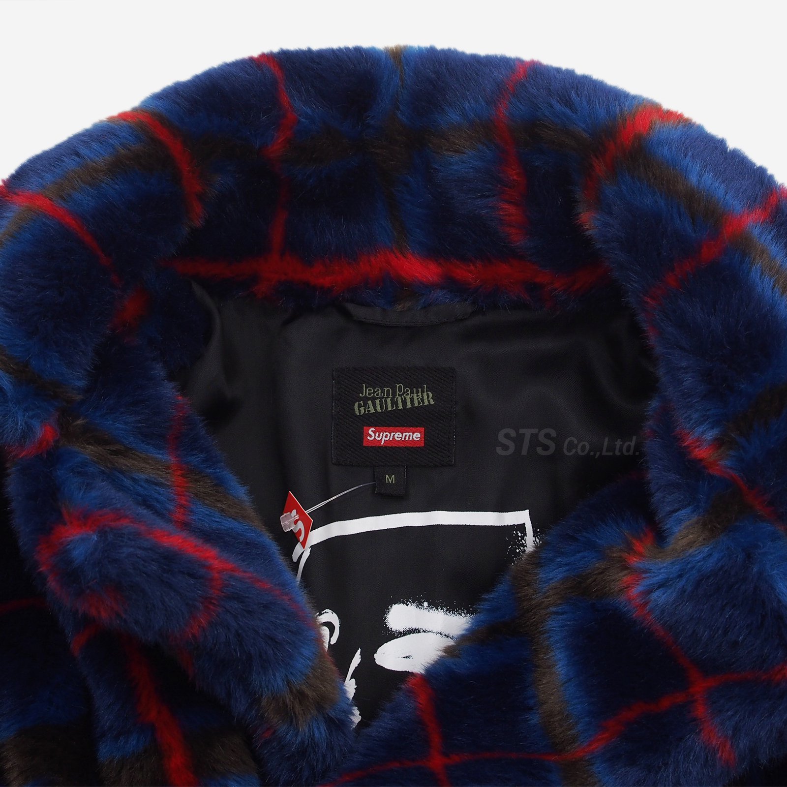 Supreme/Jean Paul Gaultier Double Breasted Plaid Faux Fur Coat