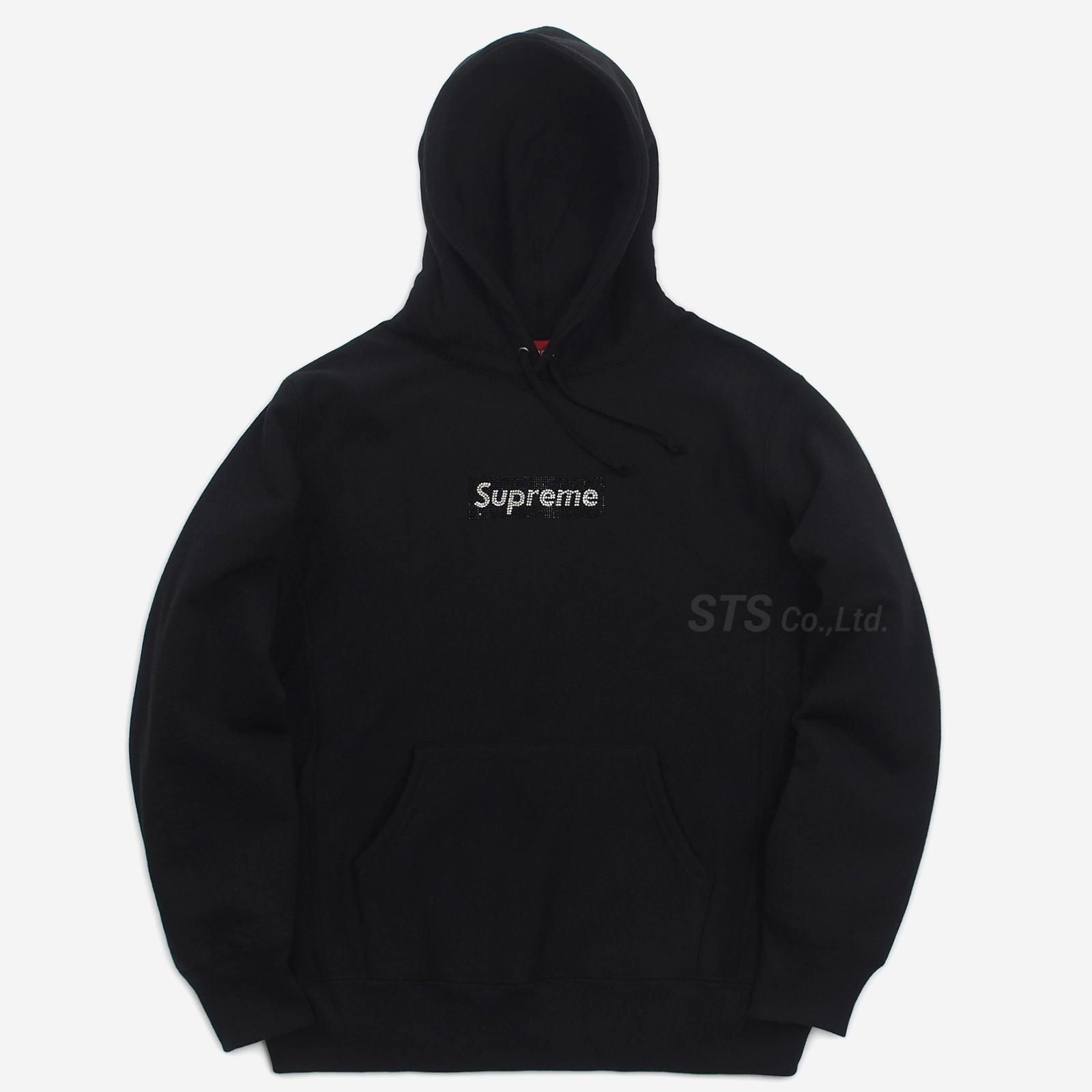 美品　Supreme Swarovski Box Logo Hoodedカラーグレー