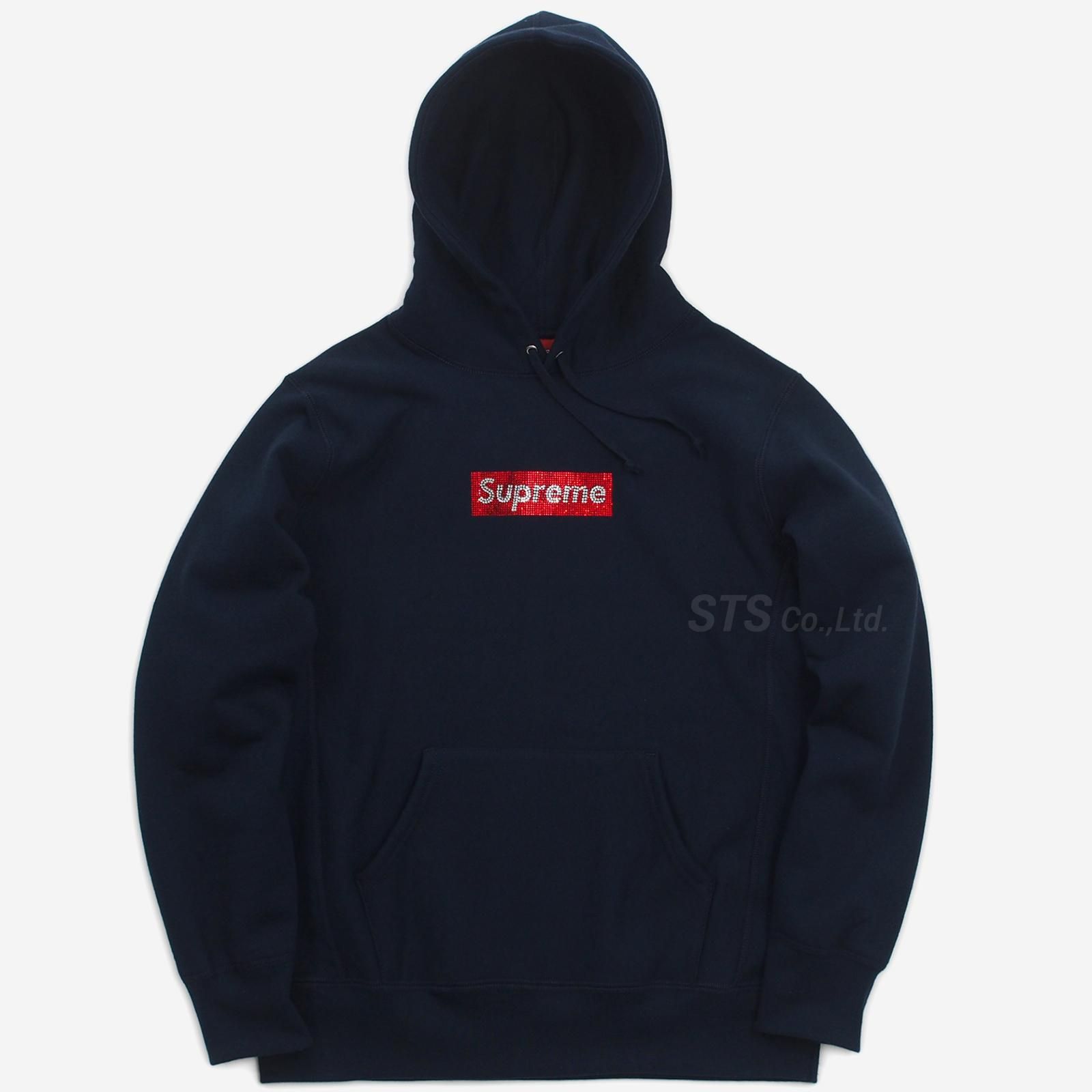 美品　Supreme Swarovski Box Logo HoodedブラックblackサイズS