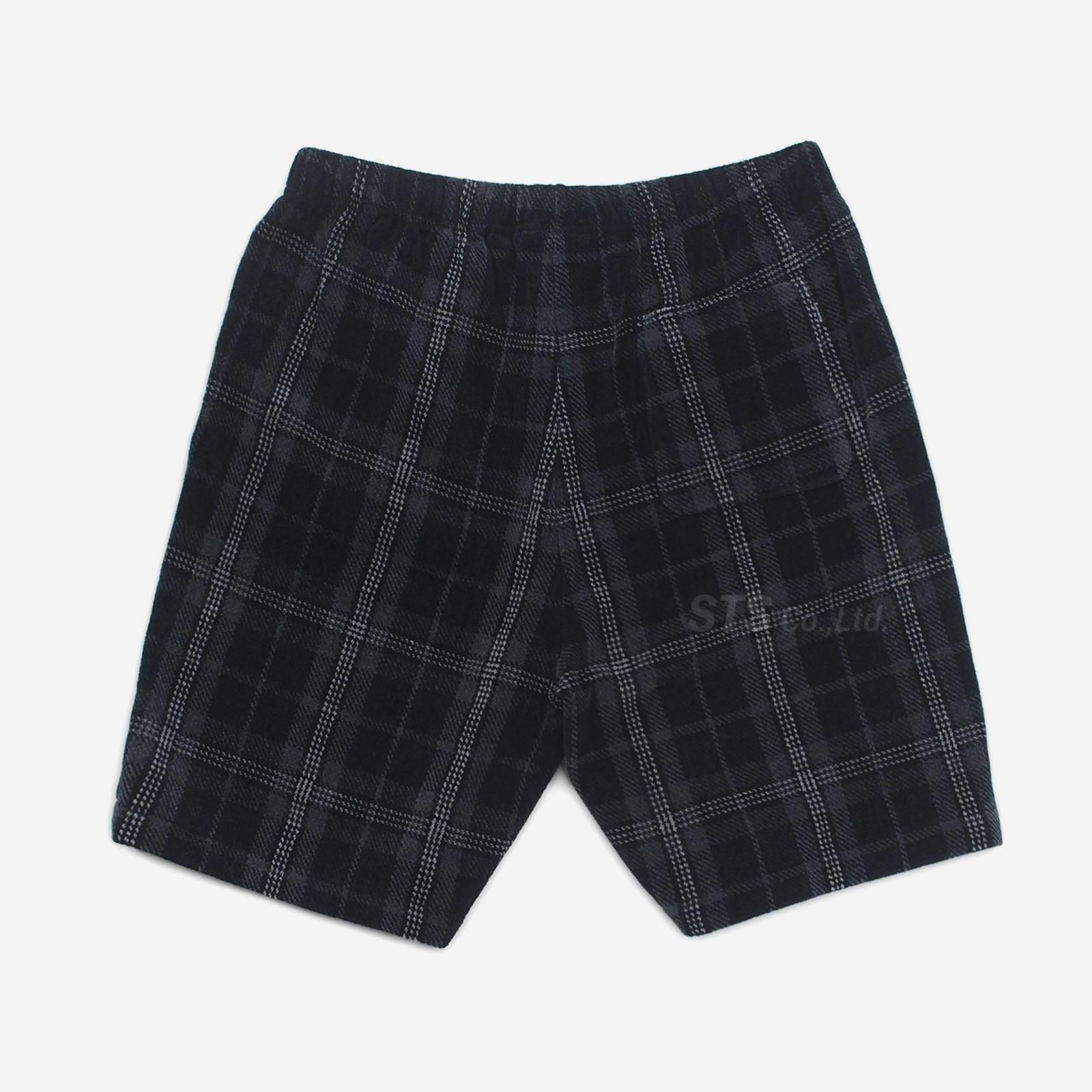 希少 XL supreme plaid velour short ショーツブラックサイズ - ショートパンツ