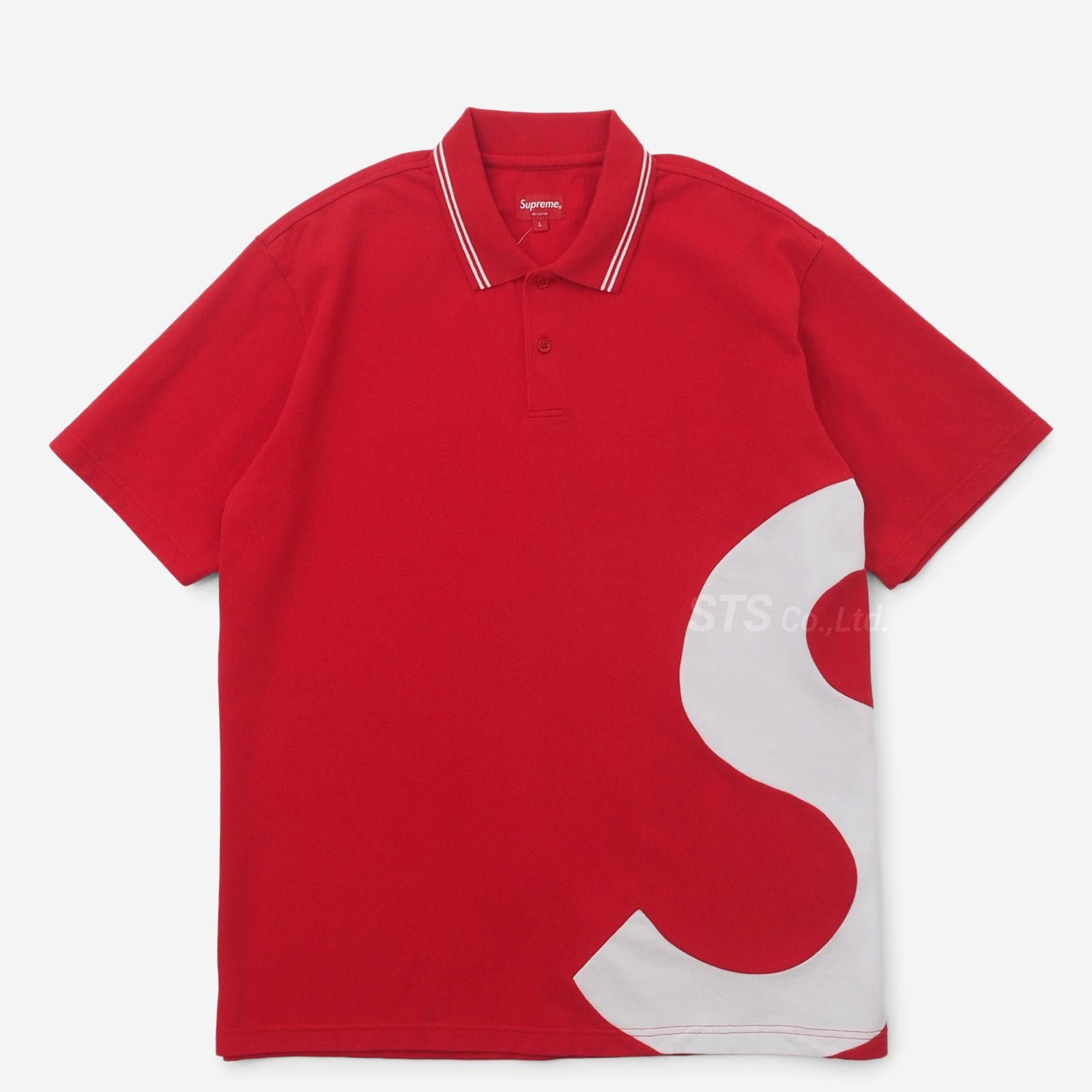 supreme s logo polo 赤 M