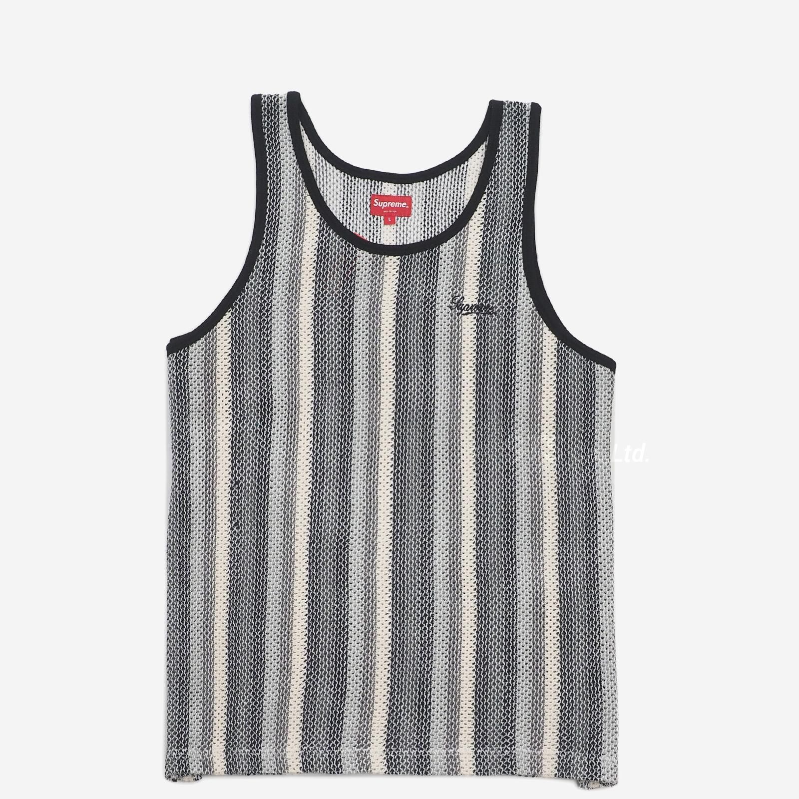 SUPREME S/S '17 Logo Stripe Terry Tank Top White size Large