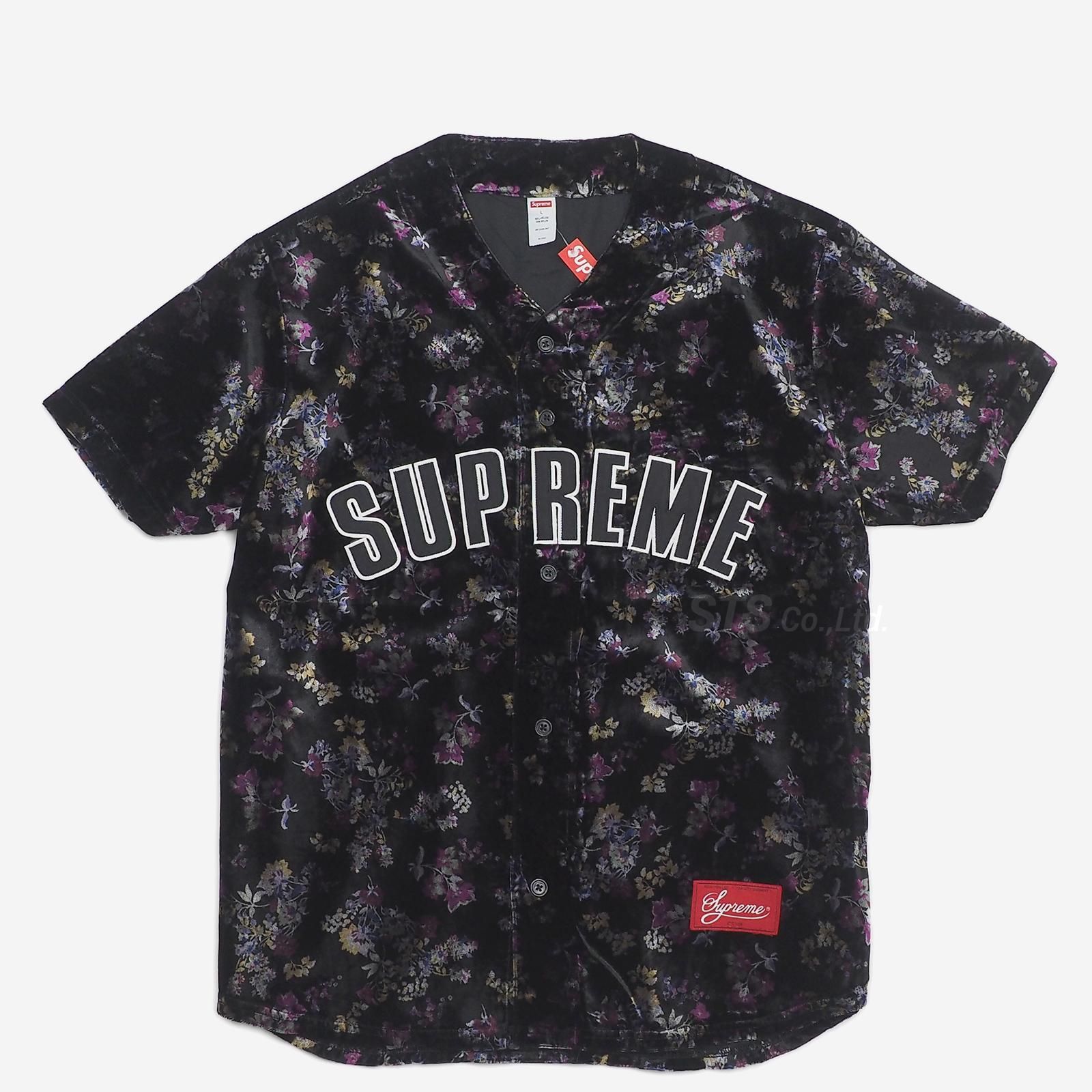 着丈76身幅57ですSupreme シュプリーム　ベロア フローラル ベースボールシャツ　M