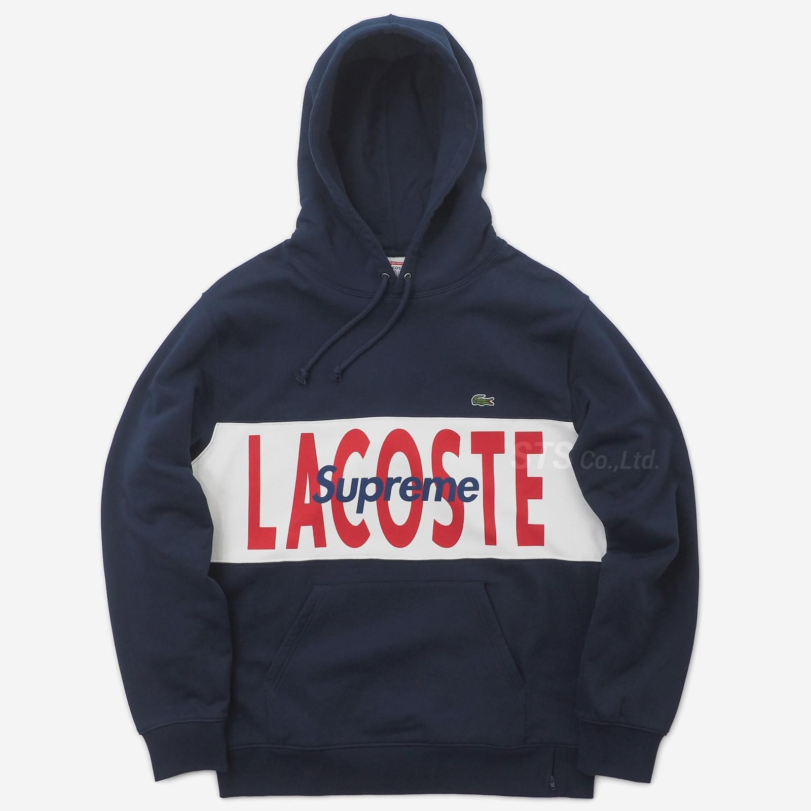 LACOSTE Logo Panel Hooded Sweatshirt 紺 S