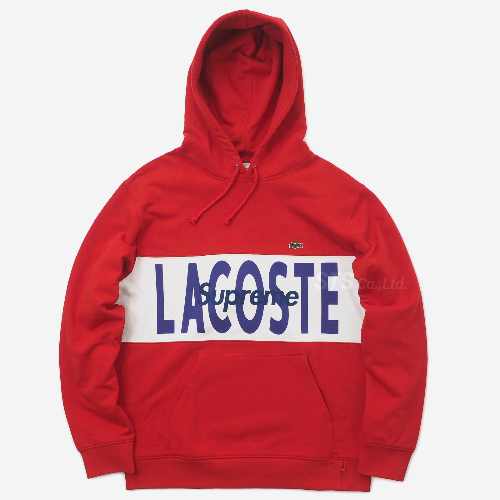 Supreme × Lacoste Logo Panel Hooded 赤 L