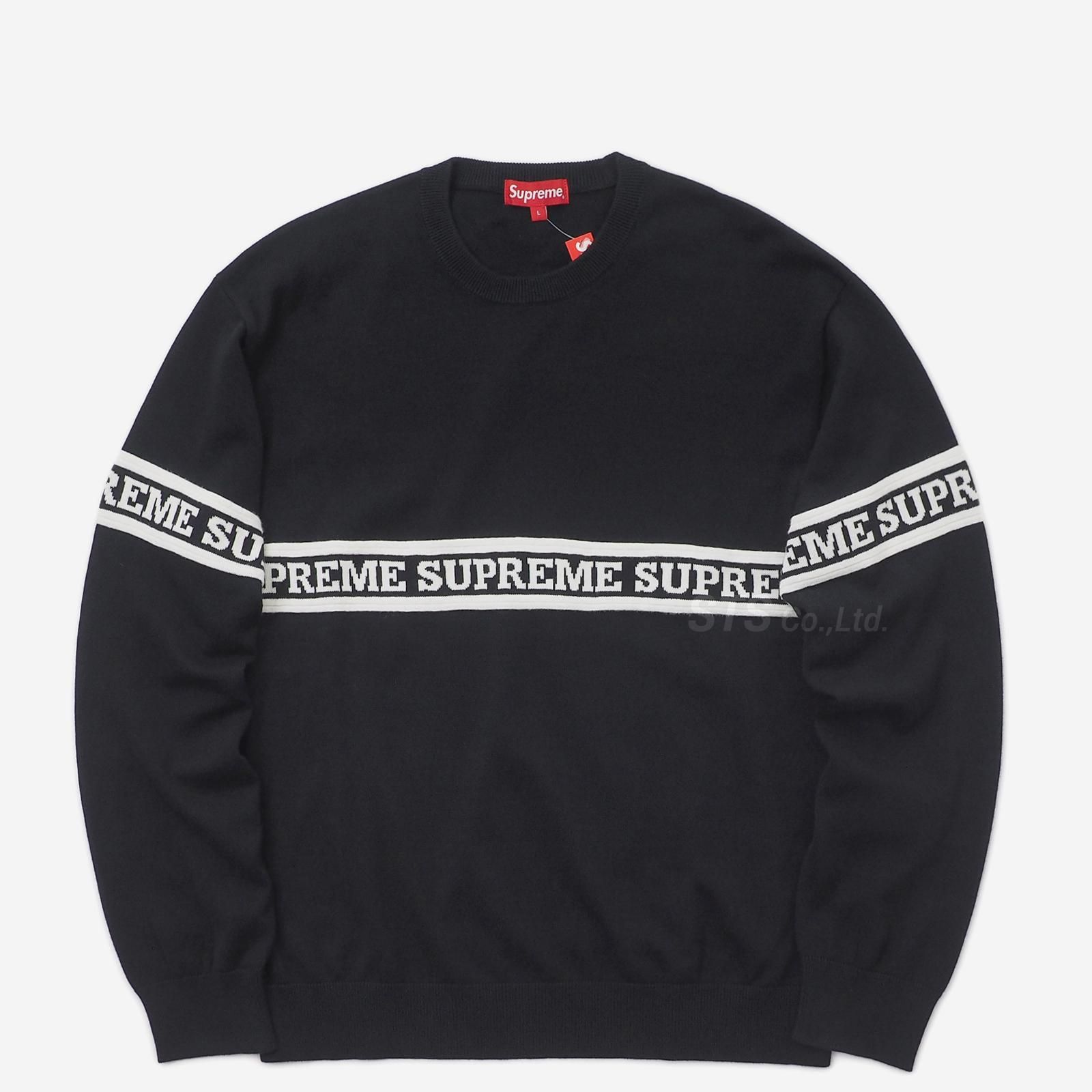 定価以下! Supreme Logo Stripe Knit 黒 Sweater